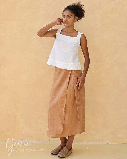 Linen sleeveless split back top