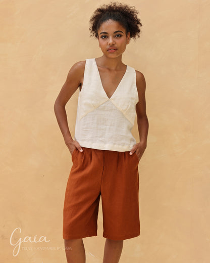 Linen sleeveless summer top 