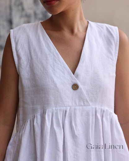 Linen sleeveless V-neck top