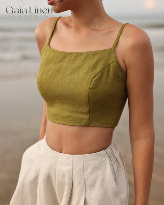 Linen spaghetti crop top