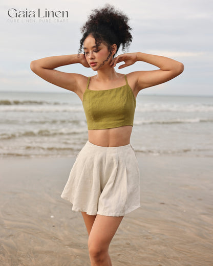 Linen spaghetti crop top