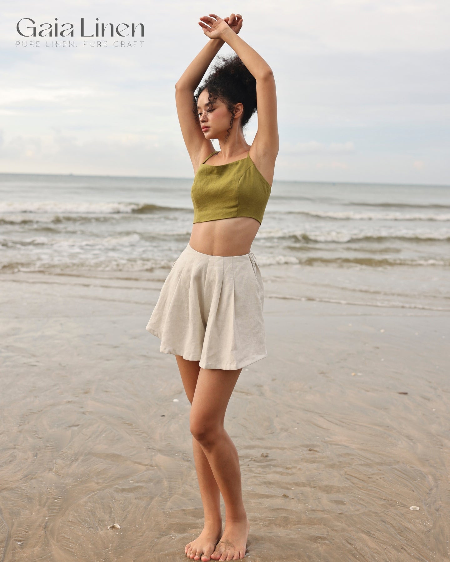 Linen spaghetti crop top