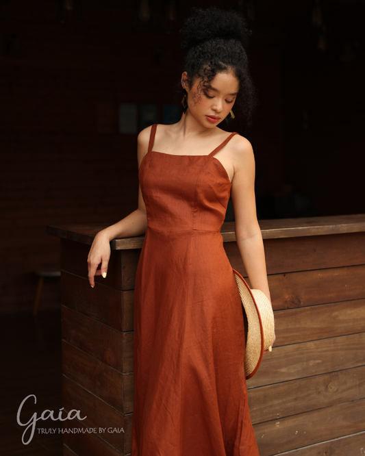 Linen spaghetti straps dress 