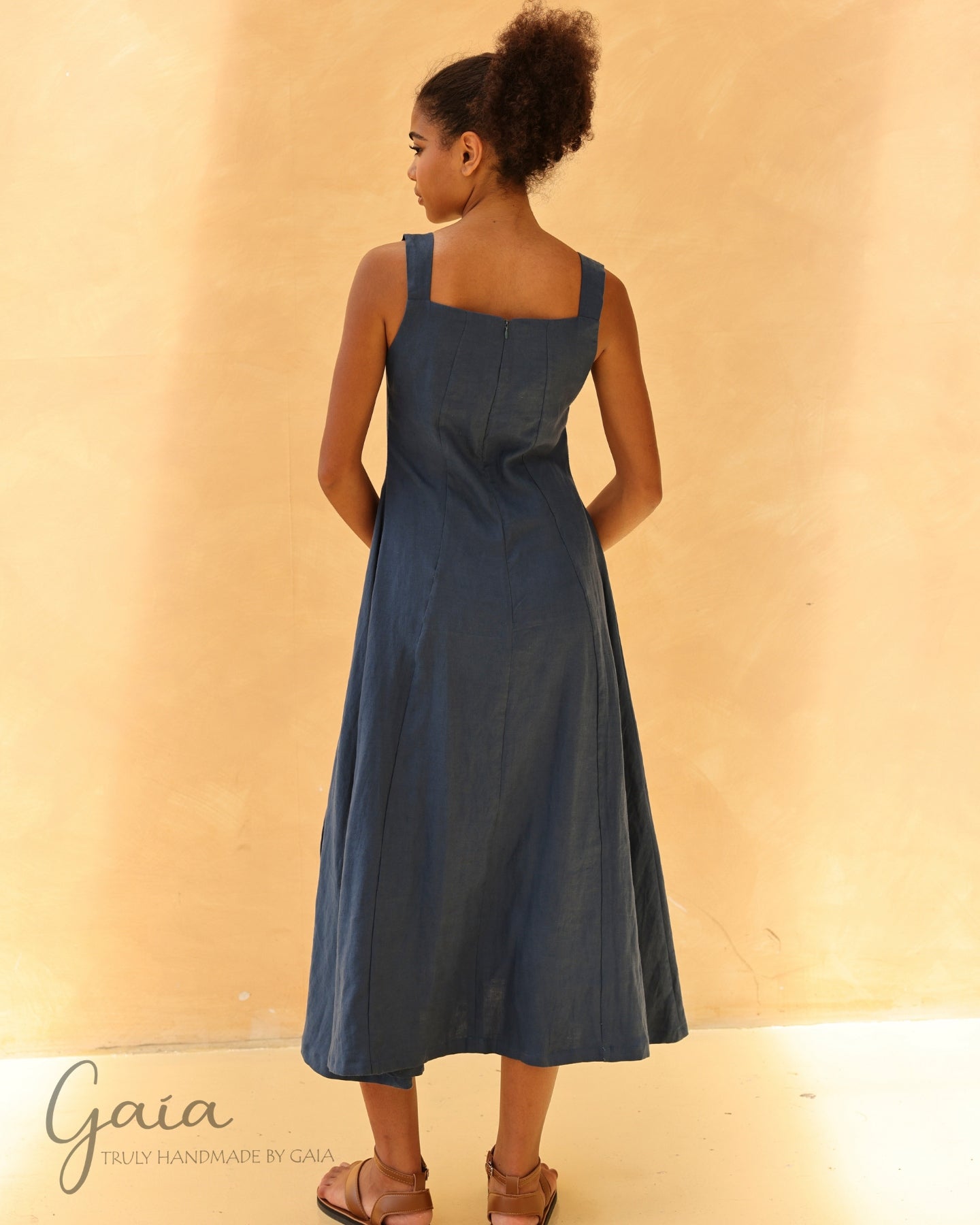 Linen square neck sundress 