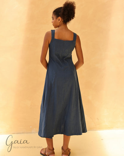 Linen square neck sundress 