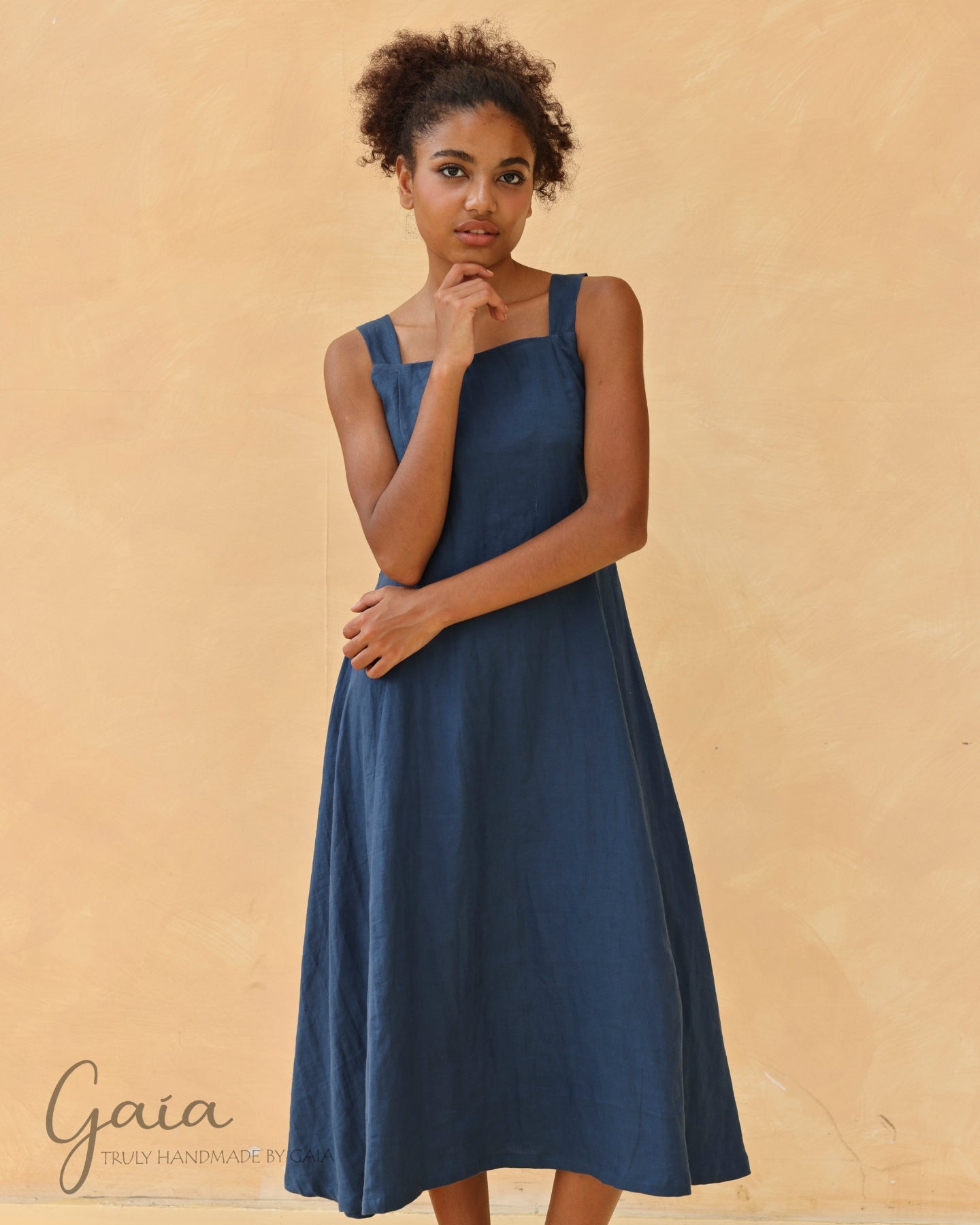 Linen square neck sundress 