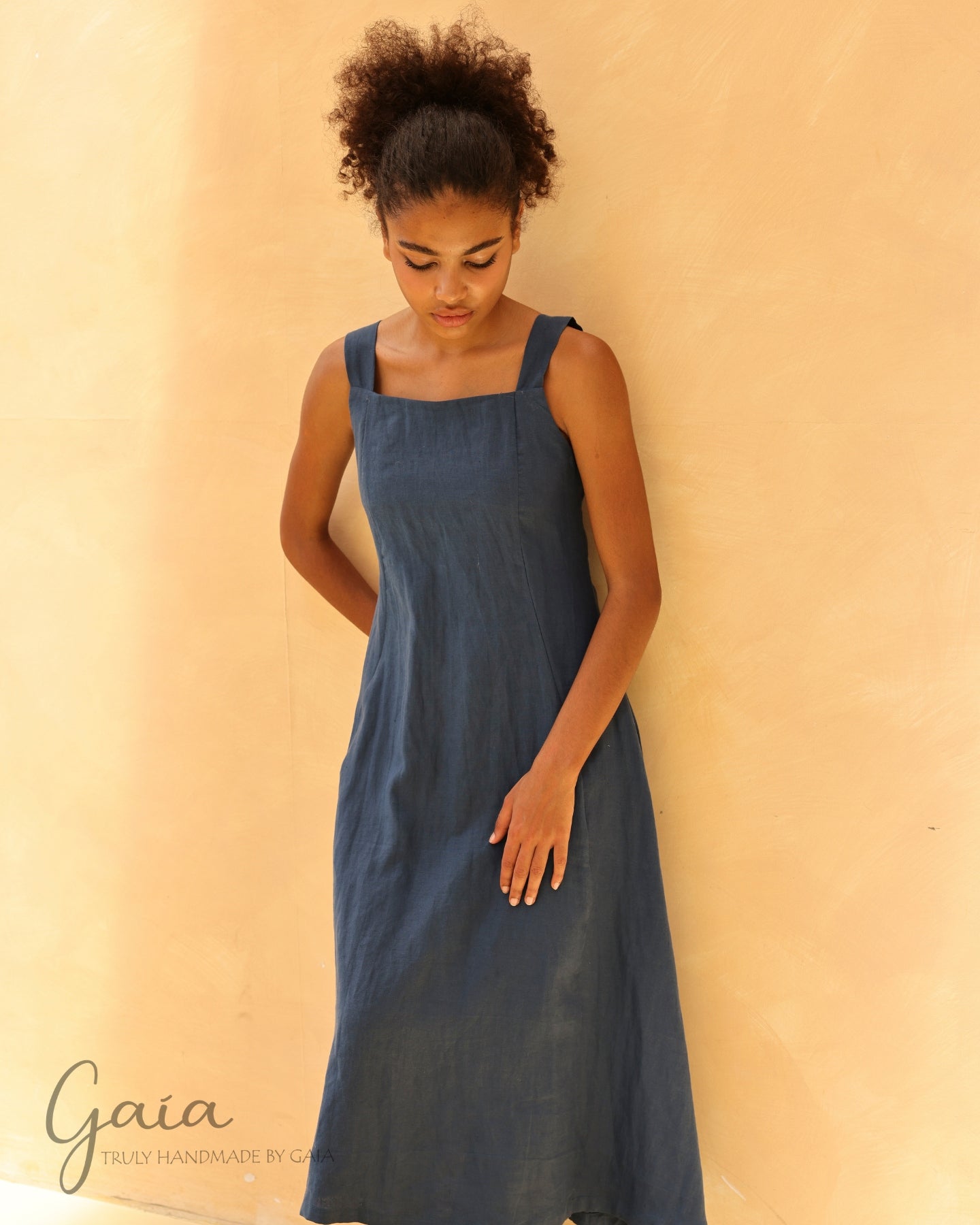 Linen square neck sundress 