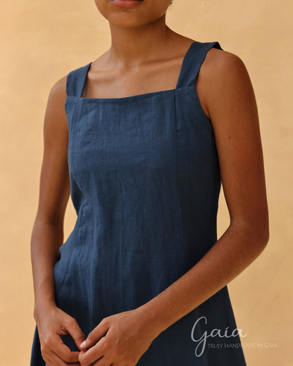 Linen square neck sundress 