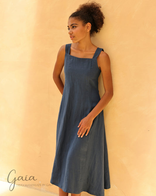 Linen square neck sundress 