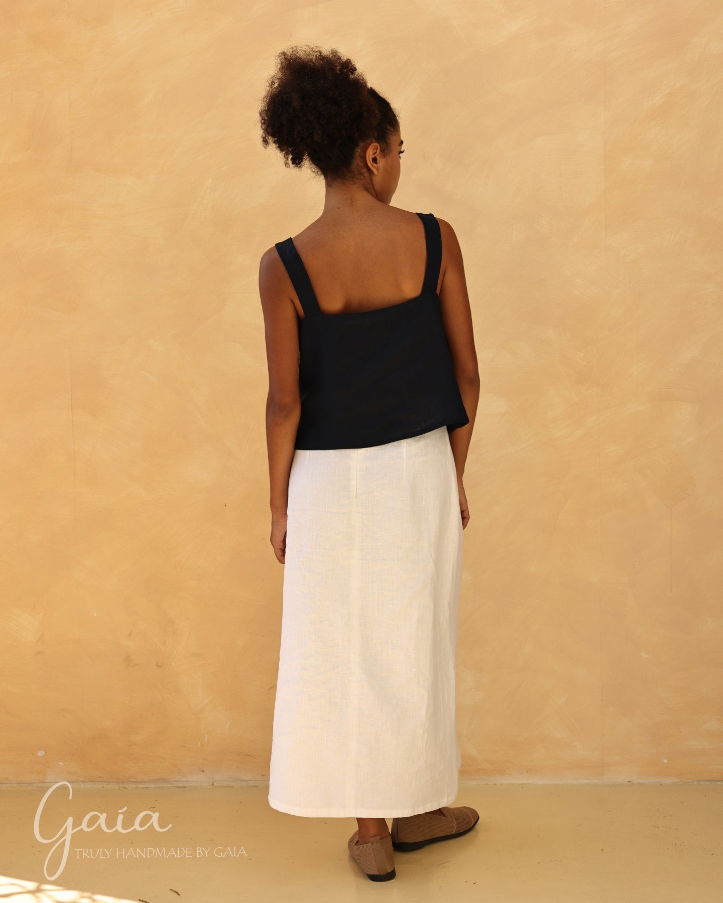 Linen square neck tank top