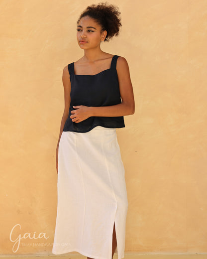 Linen square neck tank top