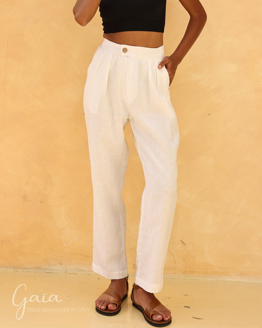 Linen straight leg trousers 