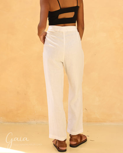 Linen straight leg trousers 