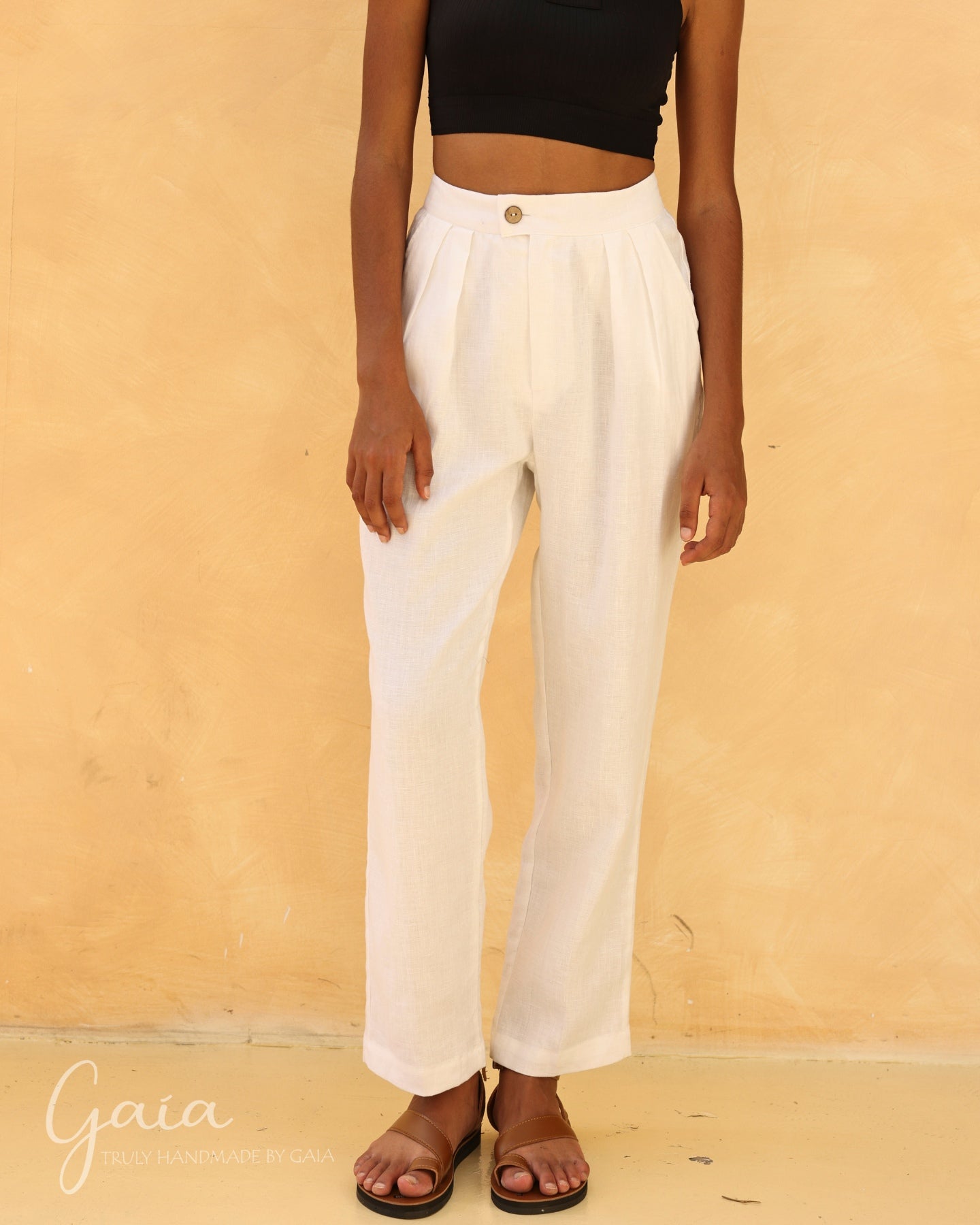 Linen straight leg trousers 