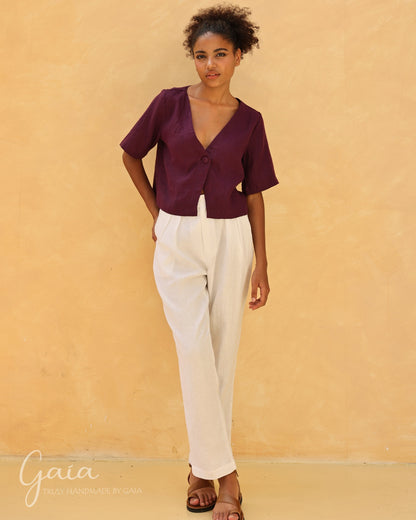 Linen straight leg trousers 