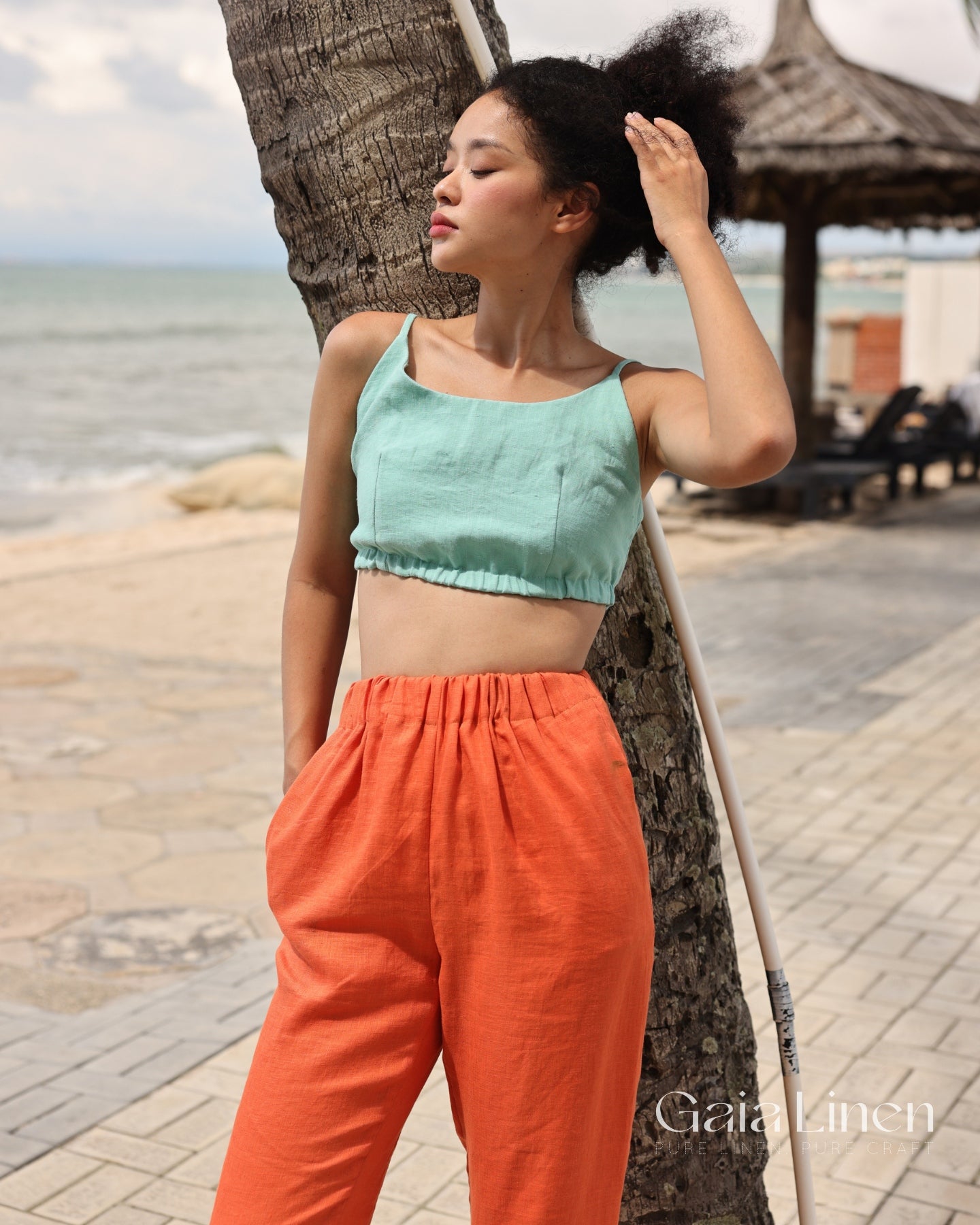 Linen summer crop top