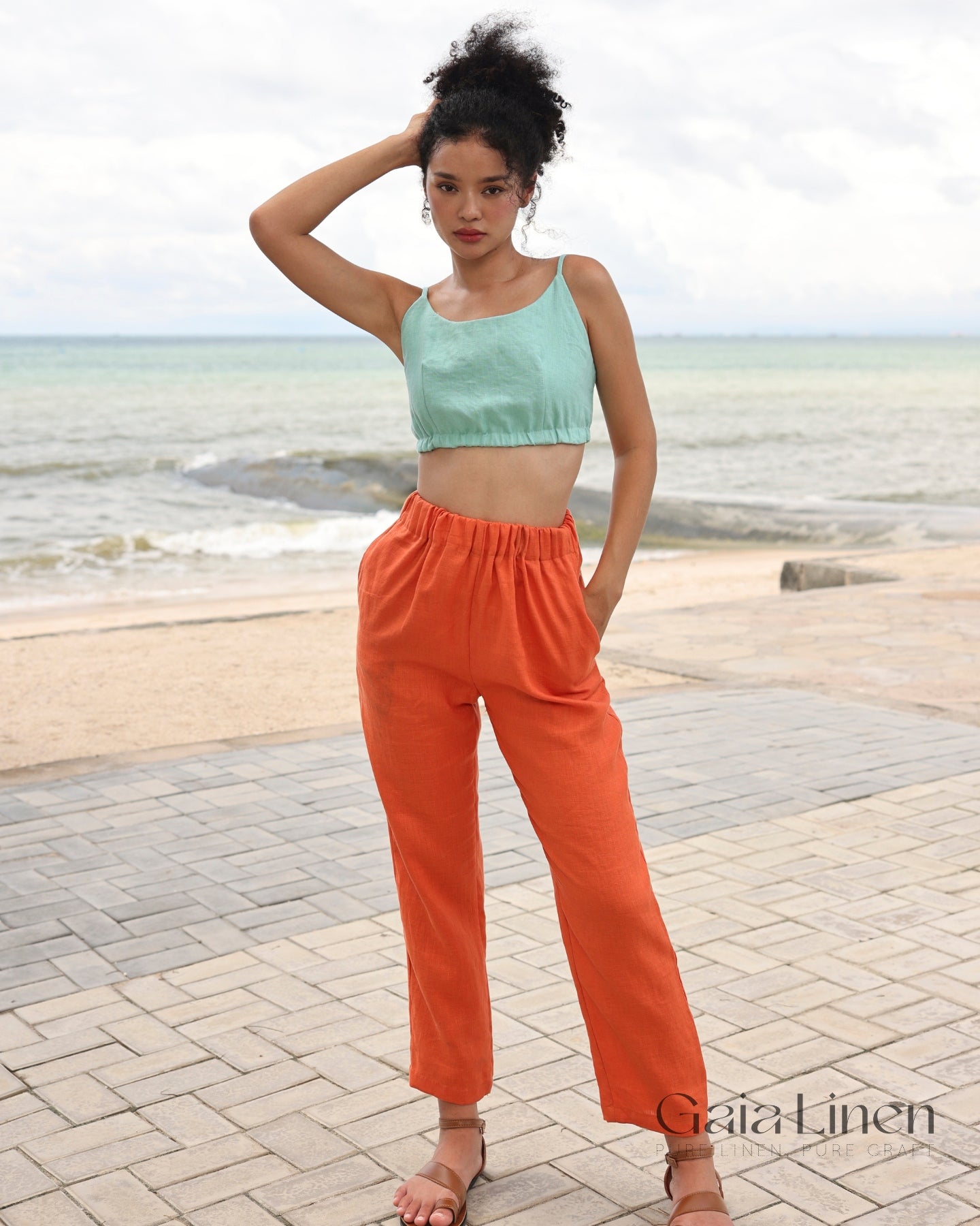 Linen summer crop top