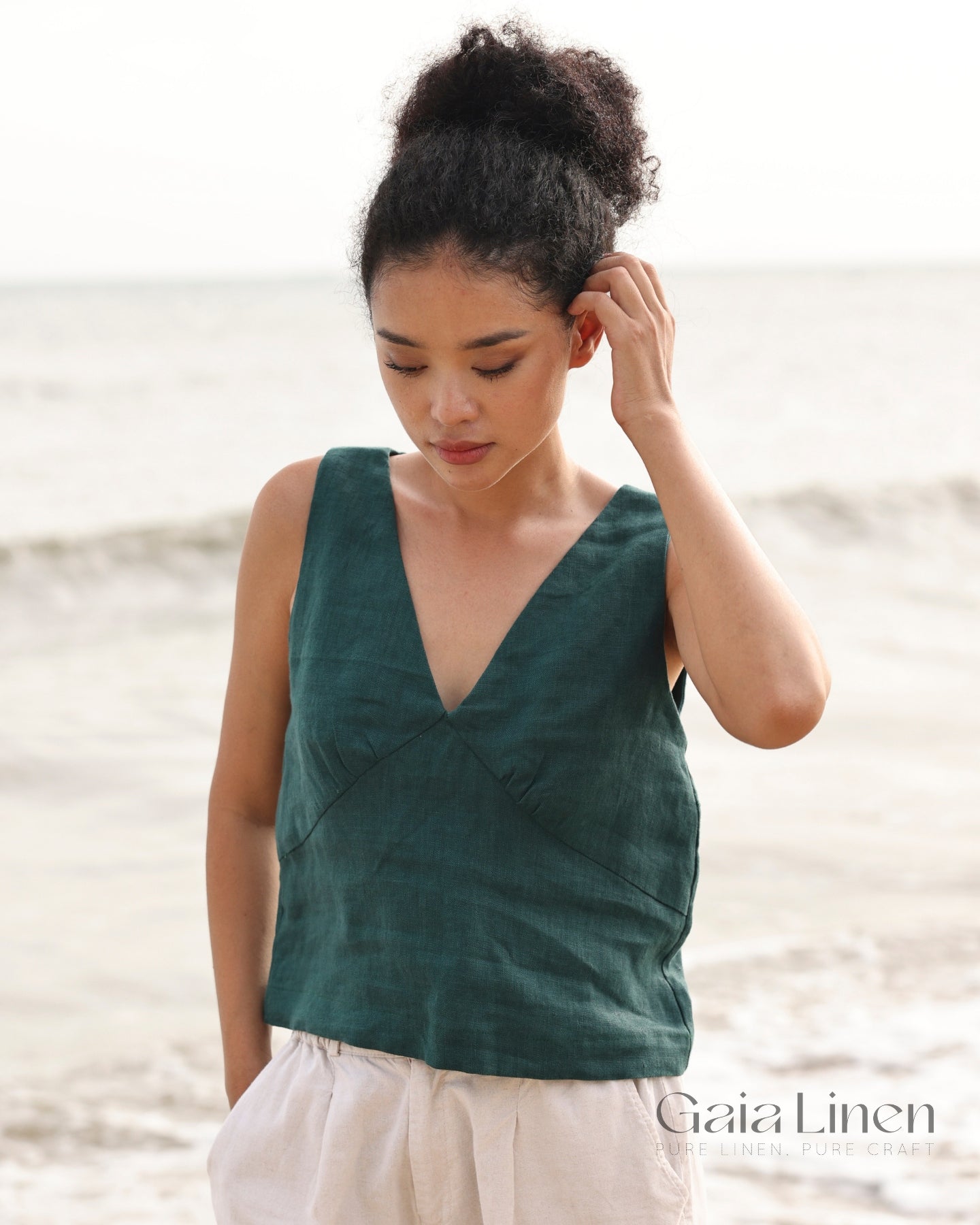 Linen summer top sleeveless