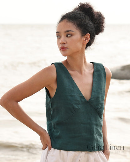 Linen summer top sleeveless