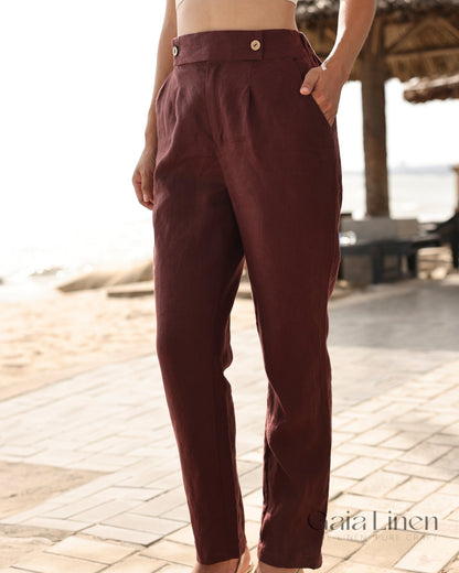 Linen tapered leg pants