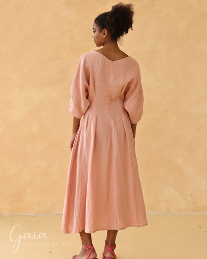 Linen tie waist dress