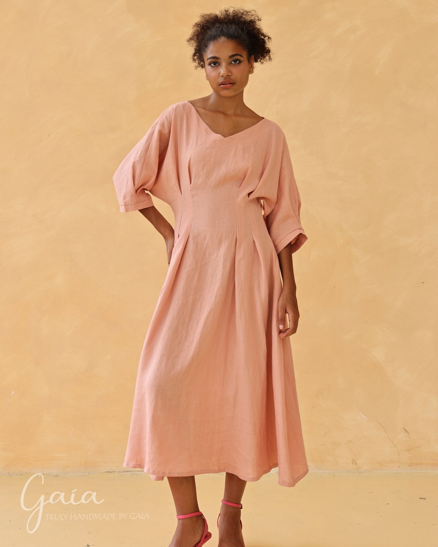 Linen tie waist dress