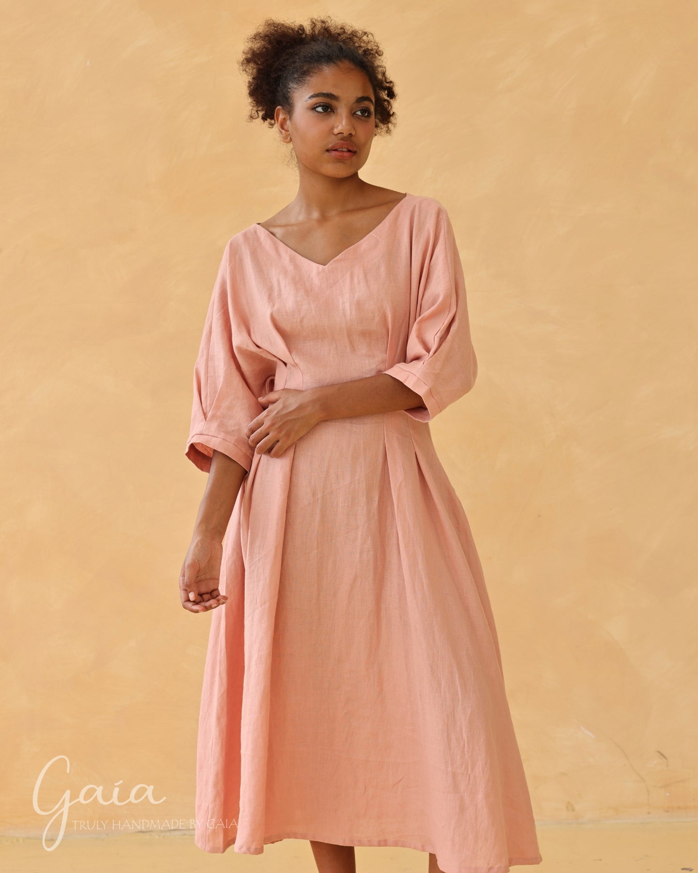 Linen tie waist dress