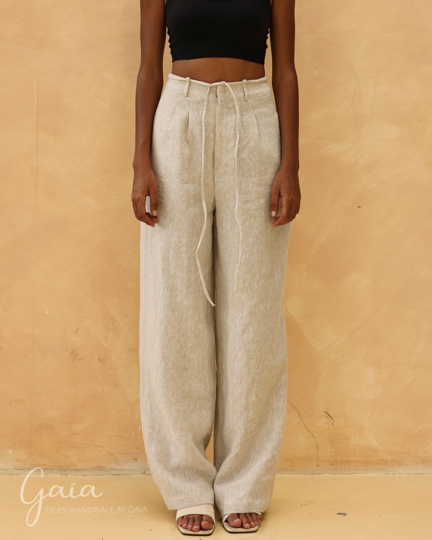 Linen tie waist pants