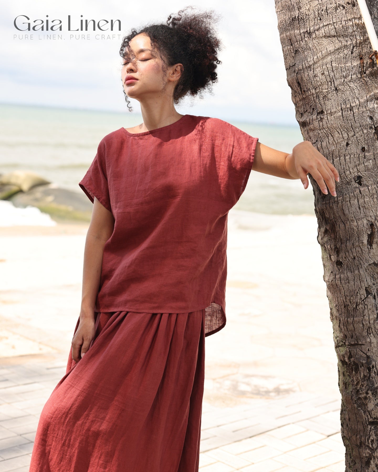 Linen top and skirt set