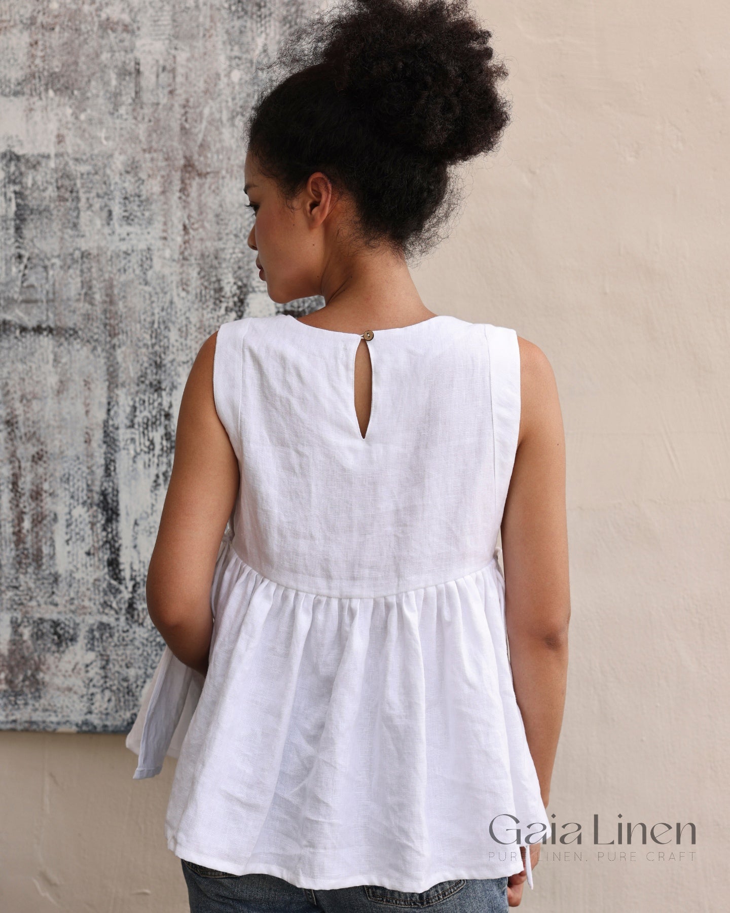 Linen top with side ties