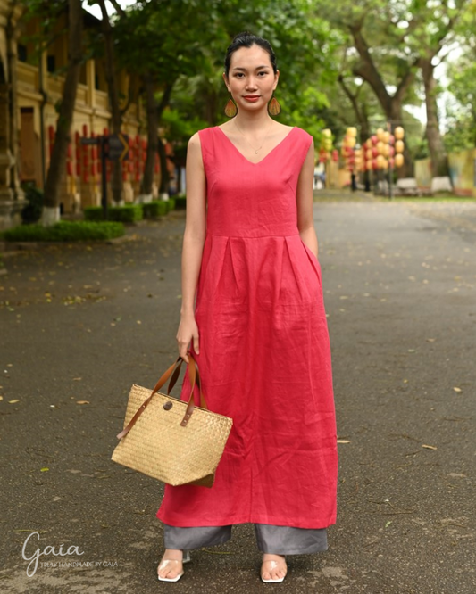 Linen traditional Vietnamese costume LA-W20