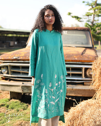 Linen tunic top and pants set