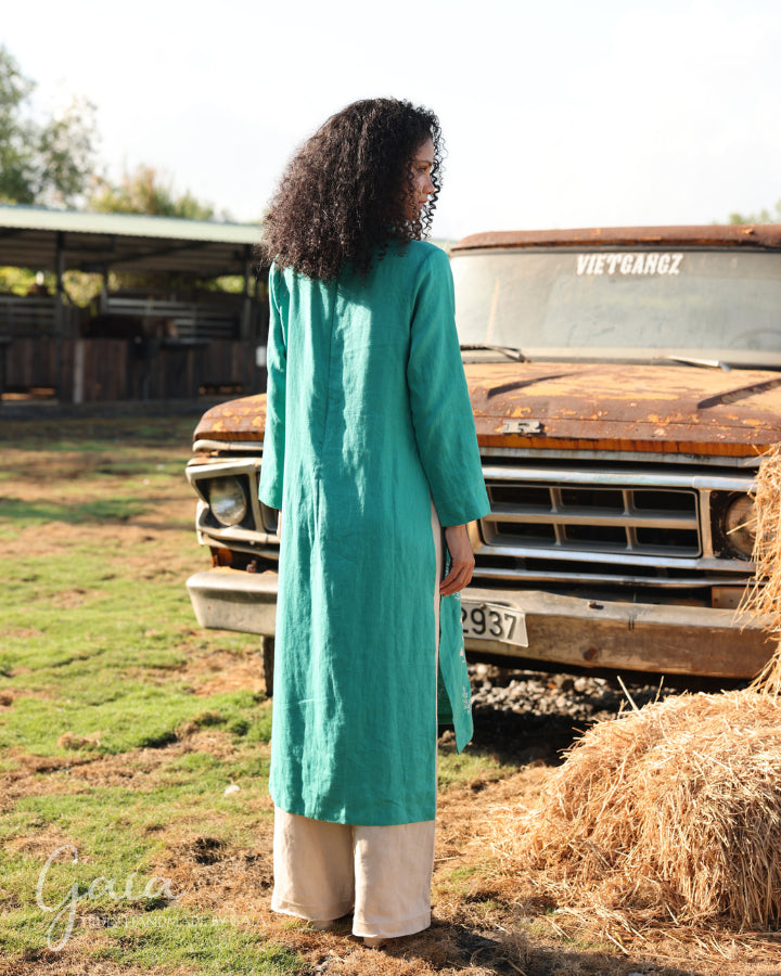 Linen tunic top and pants set