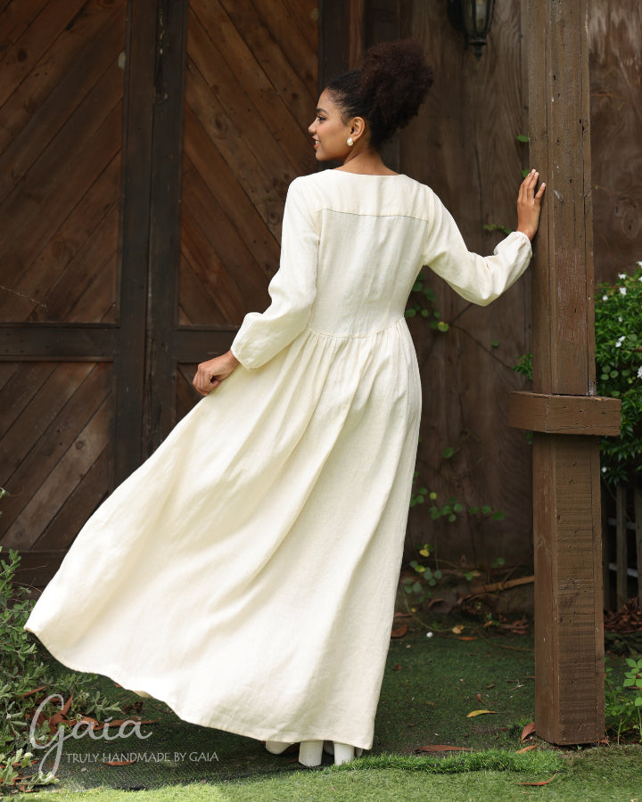 Linen V-neck maxi dress ARGA – MadebyGaia