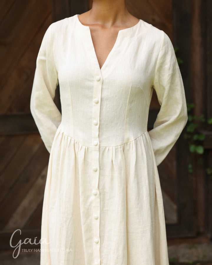 Linen V-neck maxi dress ARGA – MadebyGaia