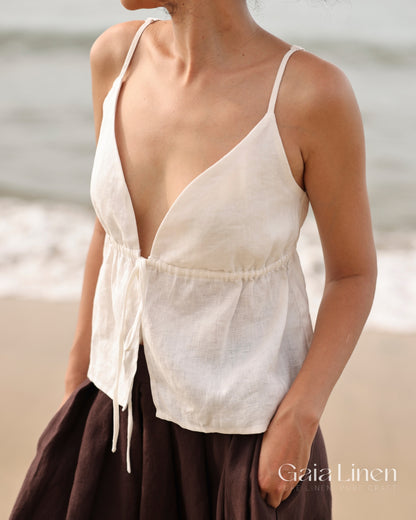 Linen V-neck summer top