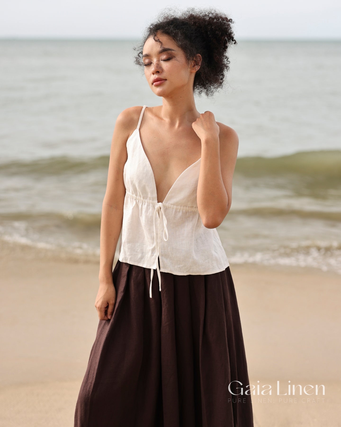 Linen V-neck summer top