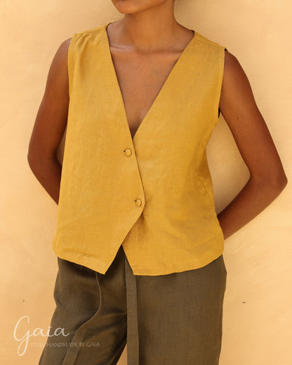 Linen V-neck vest