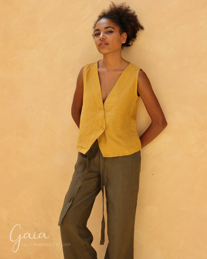 Linen V-neck vest