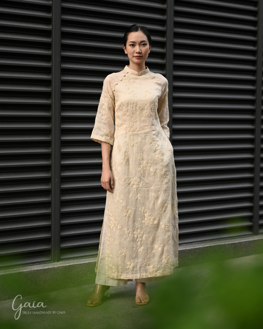 Linen Vietnam dress Ao Dai