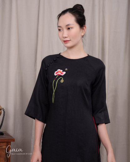 Linen Vietnamese custom dress