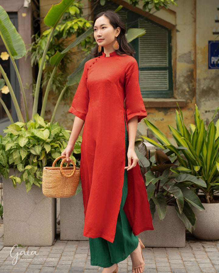 Linen Vietnamese dress