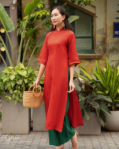 Linen Vietnamese dress