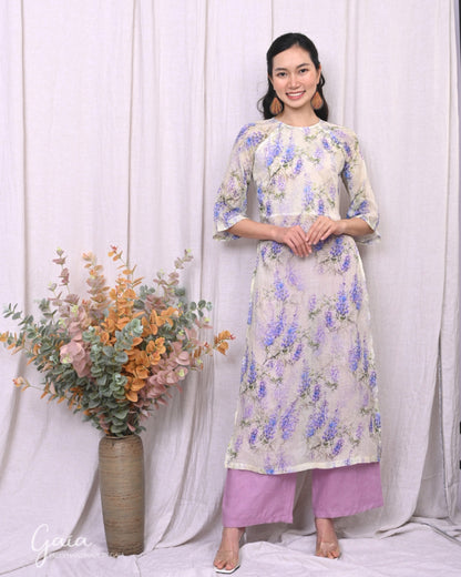 Linen Vietnamese dress female