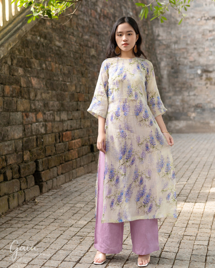 Linen Vietnamese dress female