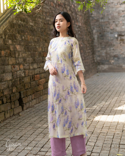 Linen Vietnamese dress female