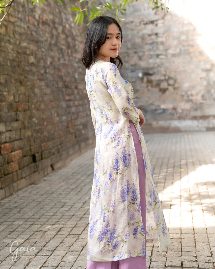 Linen Vietnamese dress female