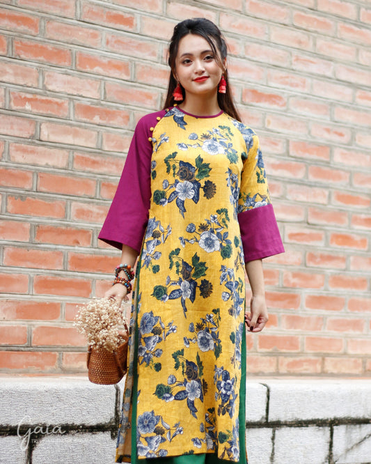 Linen Vietnamese new year dress