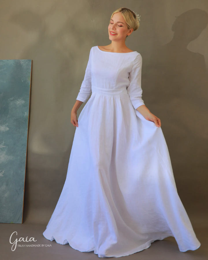 Linen wedding dress elegant