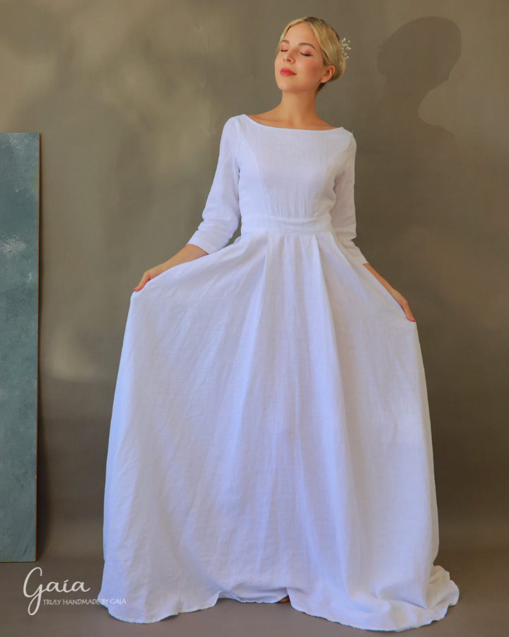 Linen wedding dress elegant